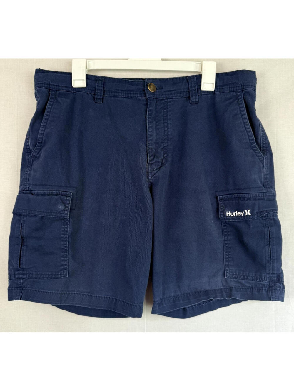 Hurley 9” Cargo Pockets Workwear Shorts Mens 36 Navy Blue Casual Y2K